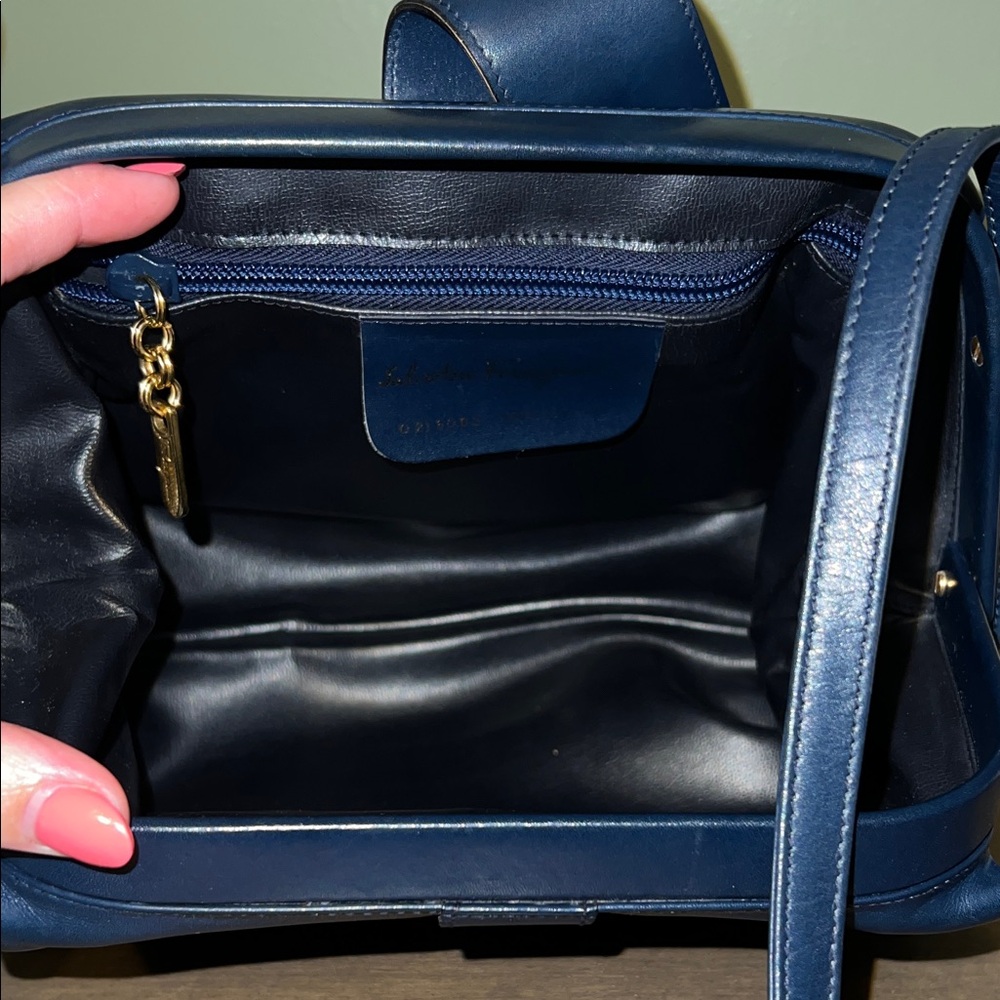 EUC Salvatore Ferragamo Navy Crossbody Bag Vintage - Picture 9 of 12